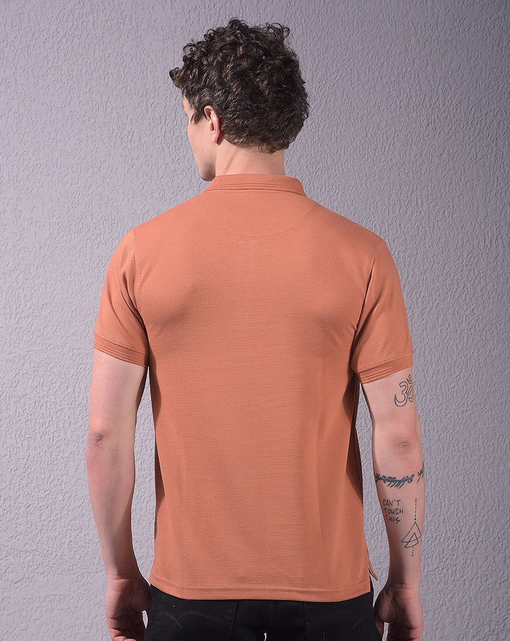 cobb rust striped polo neck t-shirt