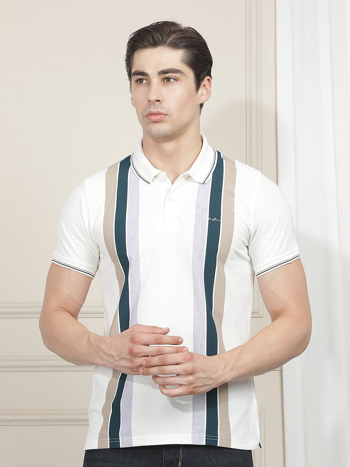off white striped polo t-shirt