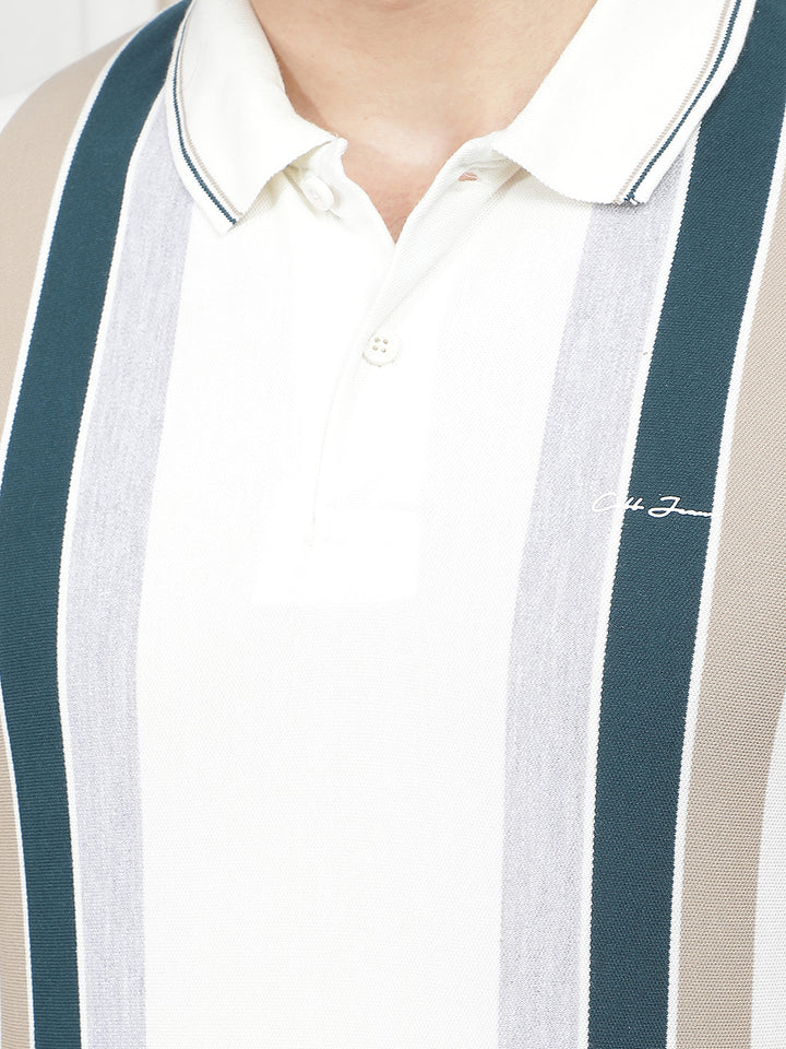 off white striped polo t-shirt