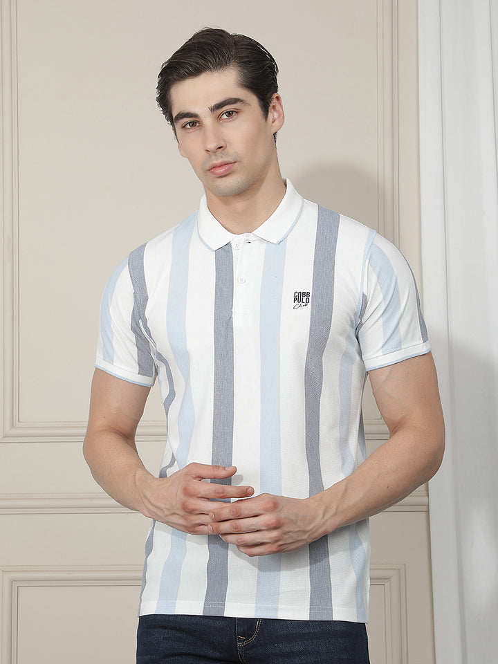 white striped polo t-shirt