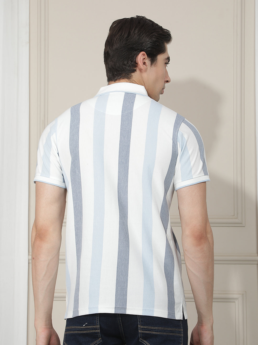 white striped polo t-shirt