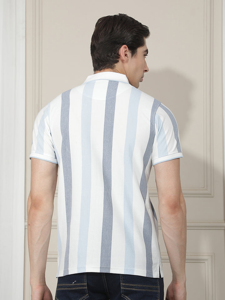 white striped polo t-shirt