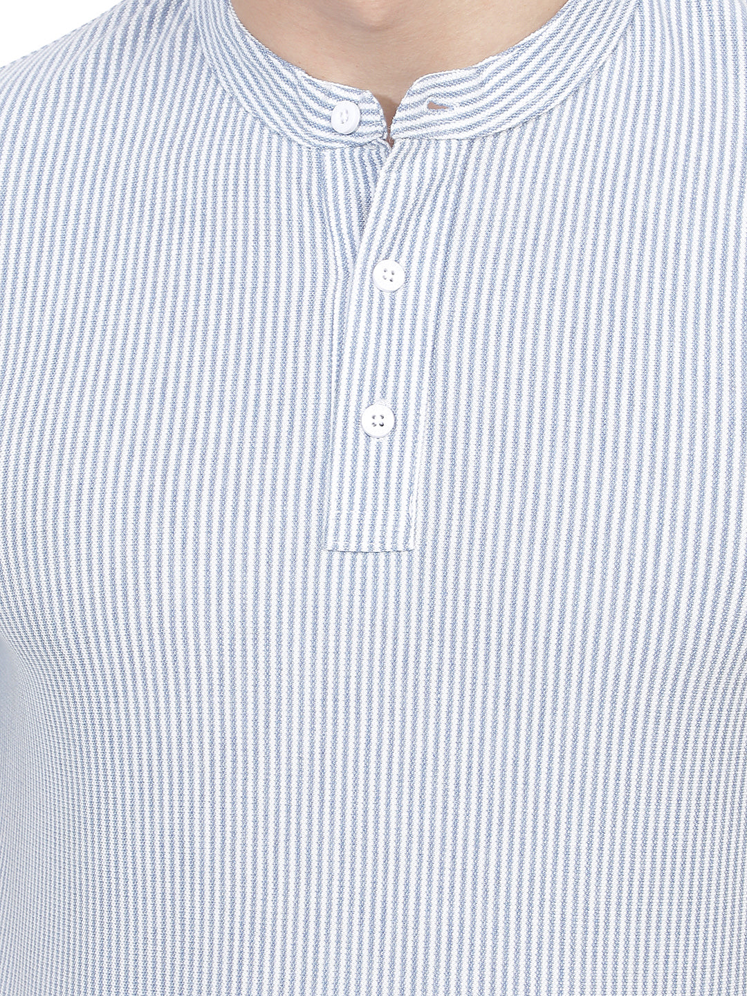 sky blue striped round tees