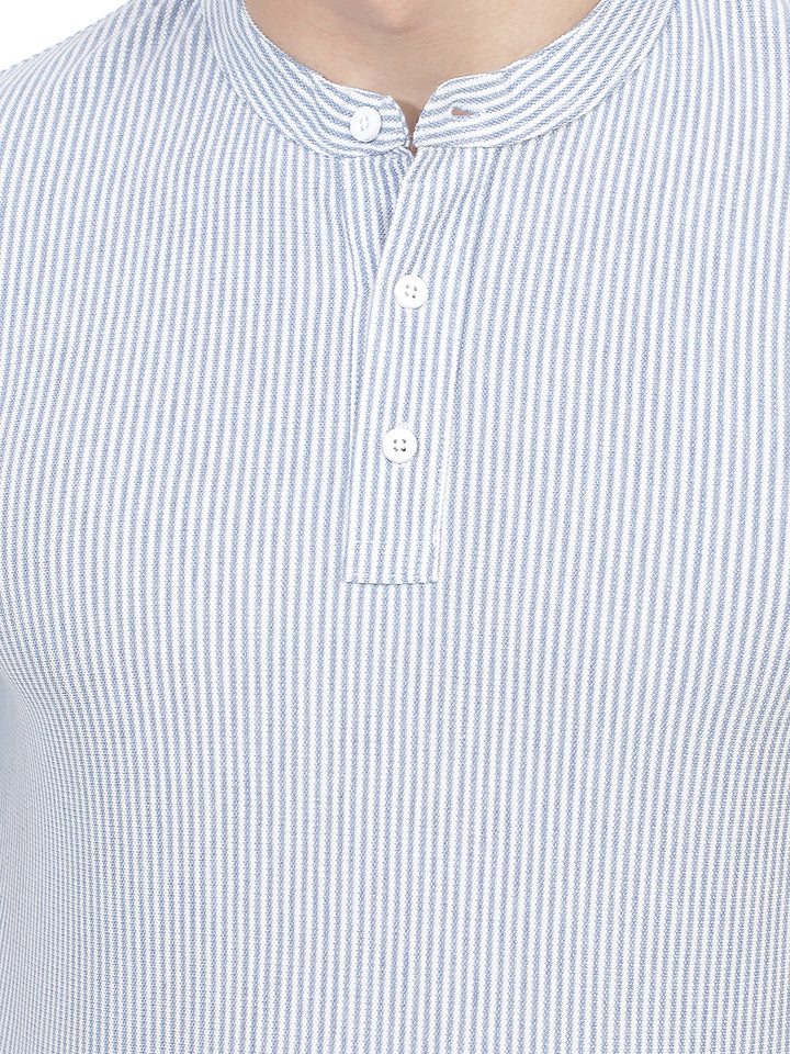 sky blue striped round tees