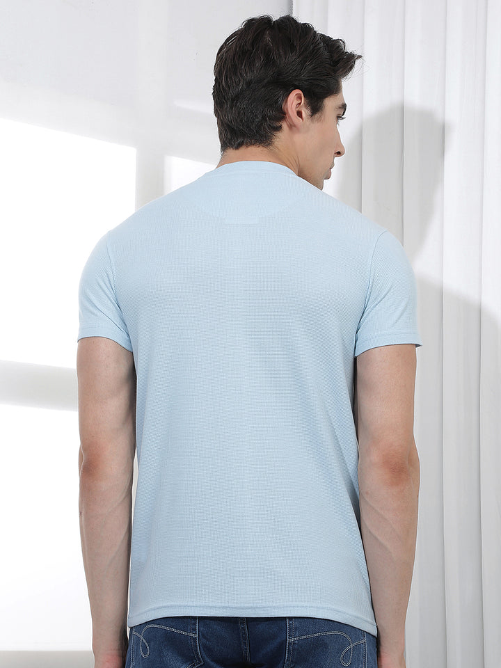 sky blue printed round tees