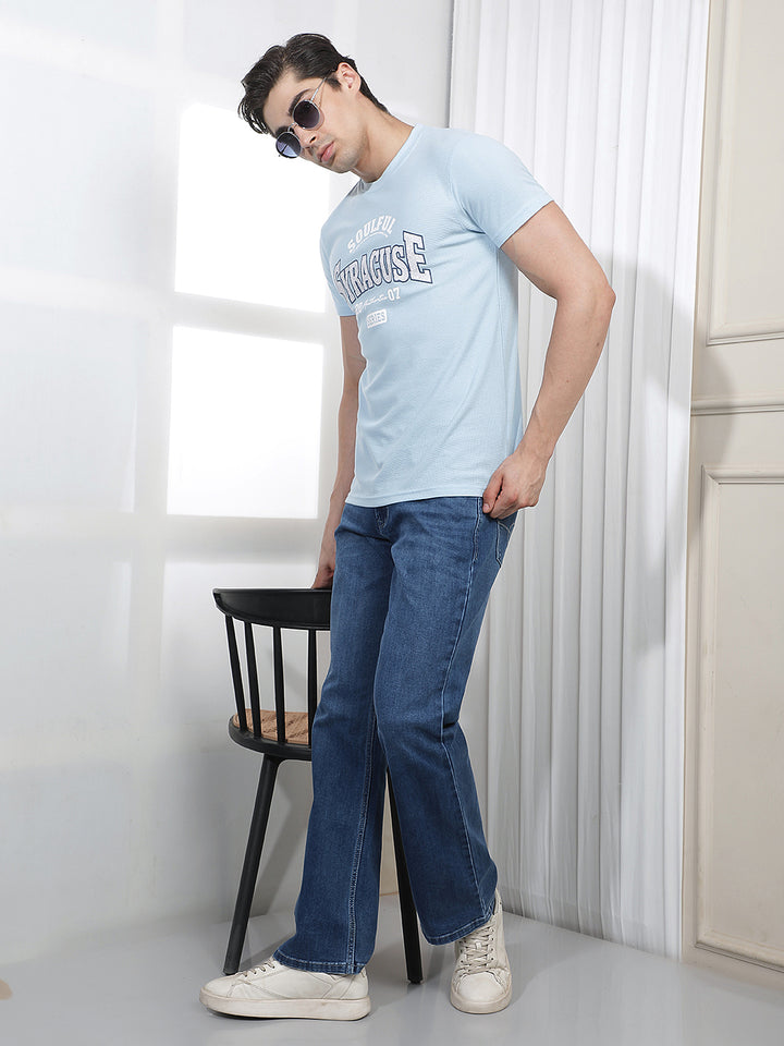 SKY BLUE PRINTED ROUND TEES