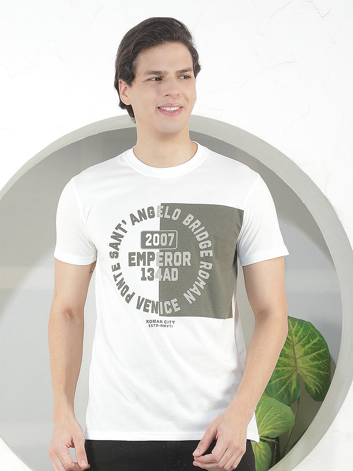 white printed round tees
