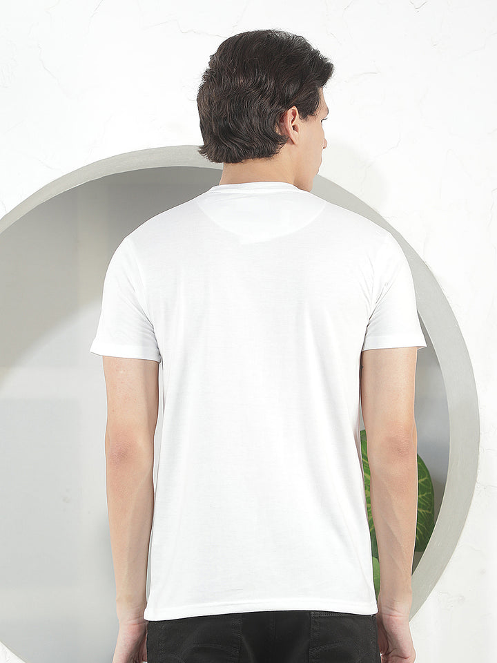 white printed round tees