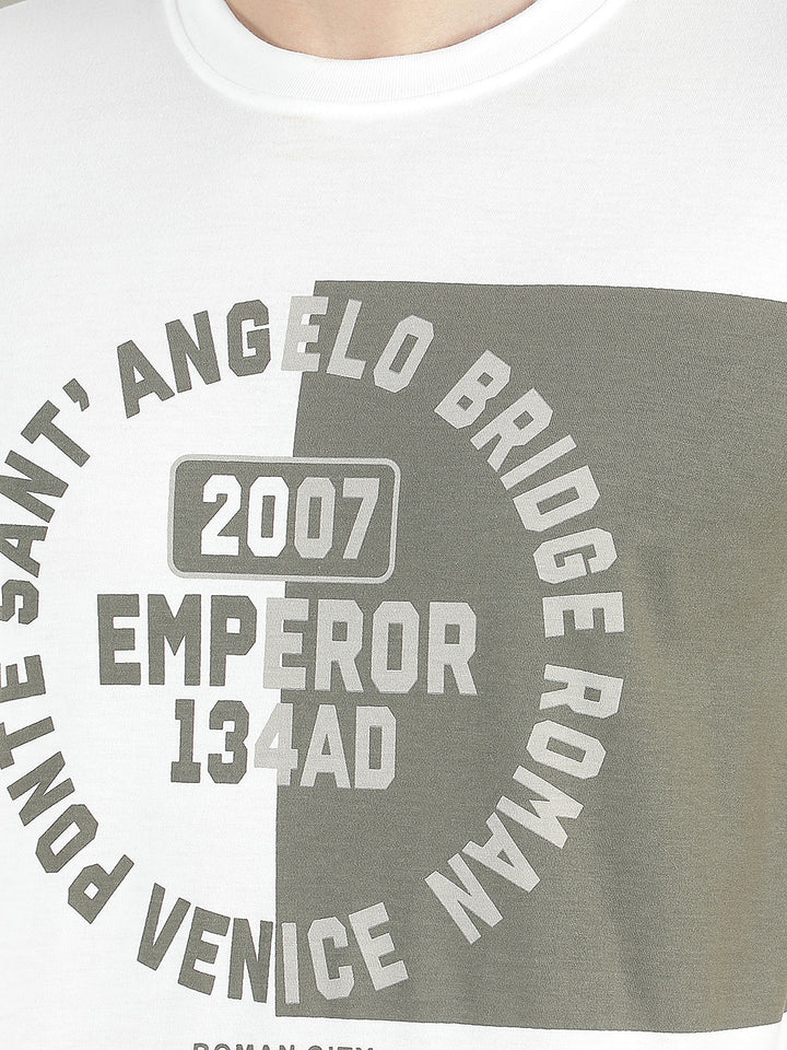 white printed round tees