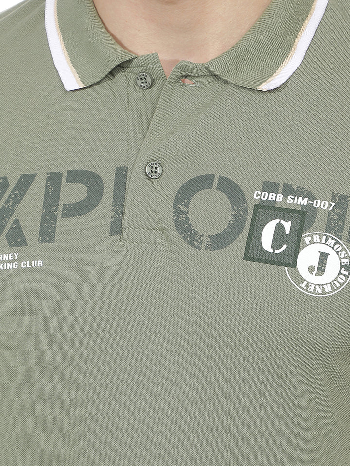 olive printed polo t-shirt