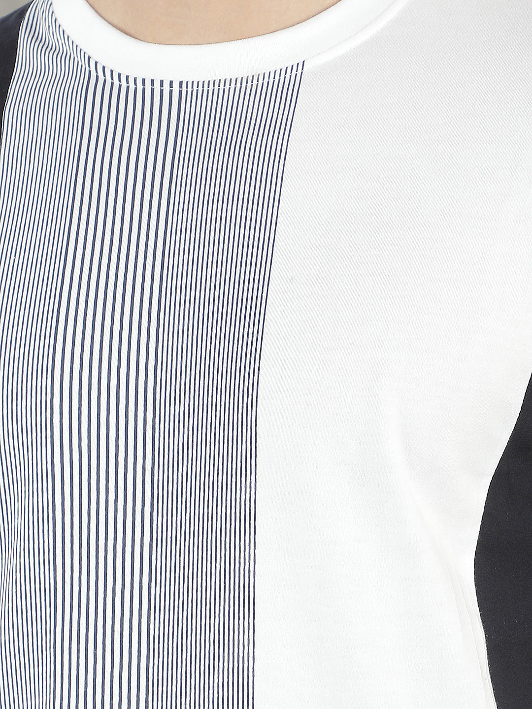 navy color-block round tees