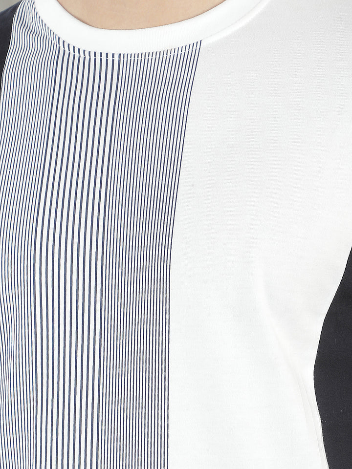 navy color-block round tees