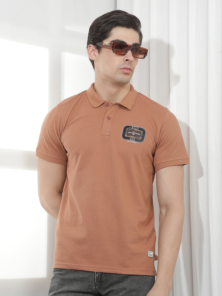 rust printed polo t-shirt