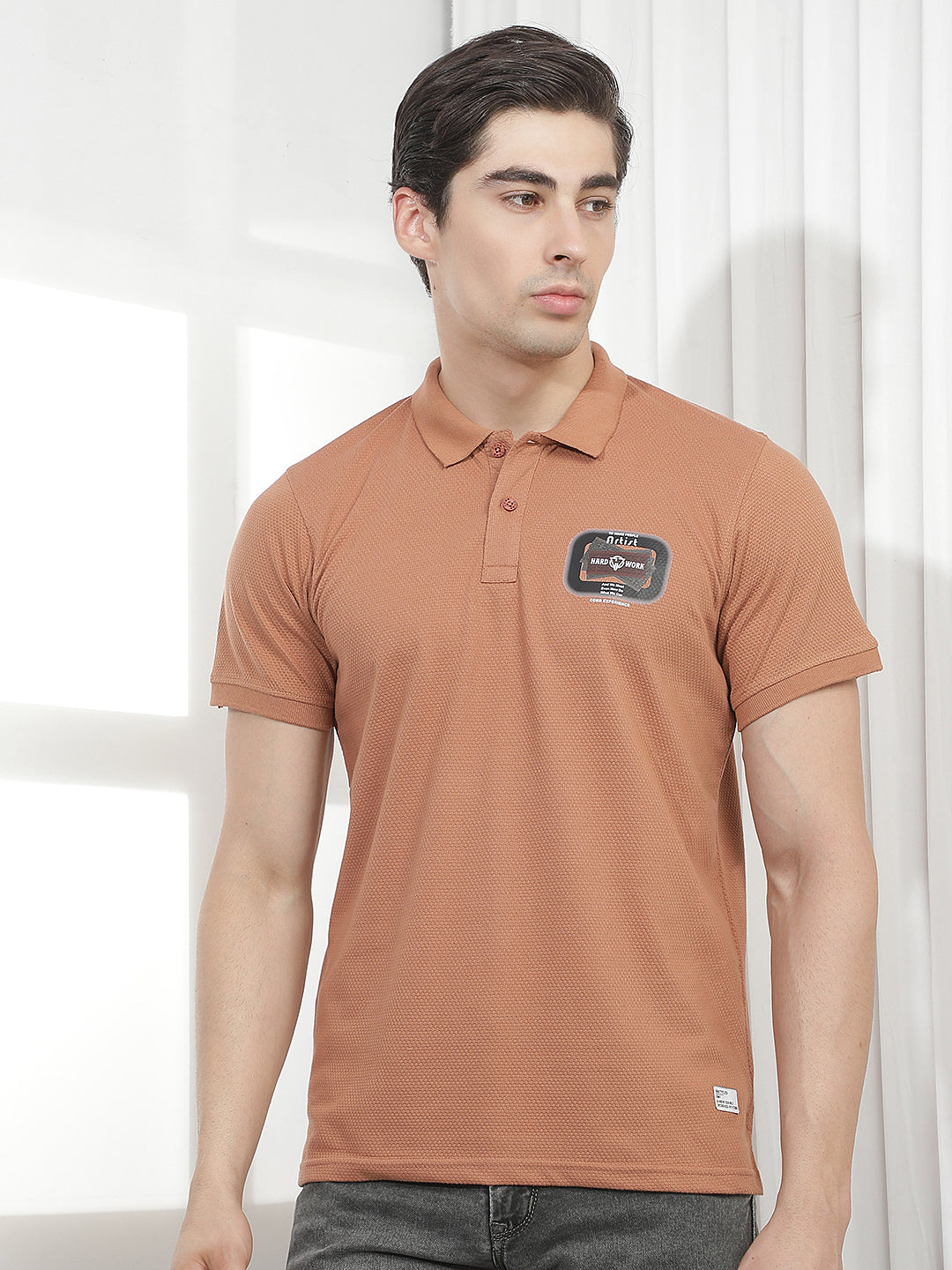 rust printed polo t-shirt