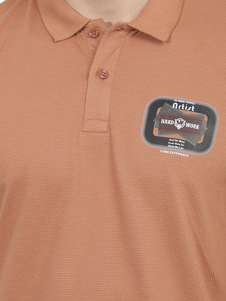 rust printed polo t-shirt