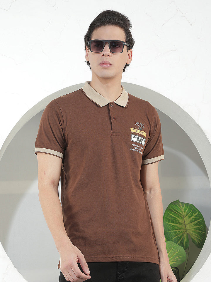 coffee printed polo t-shirt