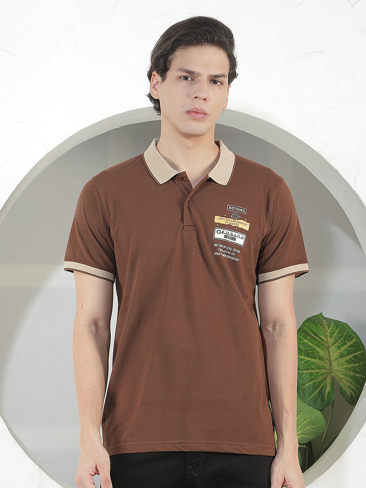 coffee printed polo t-shirt