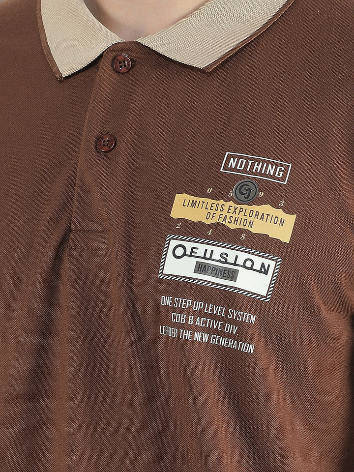 coffee printed polo t-shirt