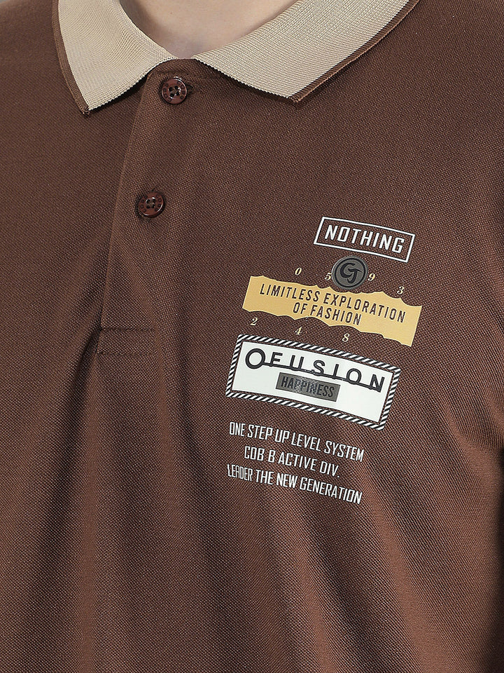 COFFEE PRINTED POLO T-SHIRT