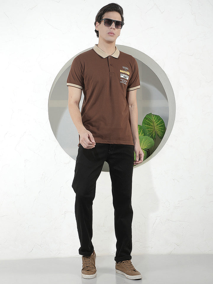COFFEE PRINTED POLO T-SHIRT