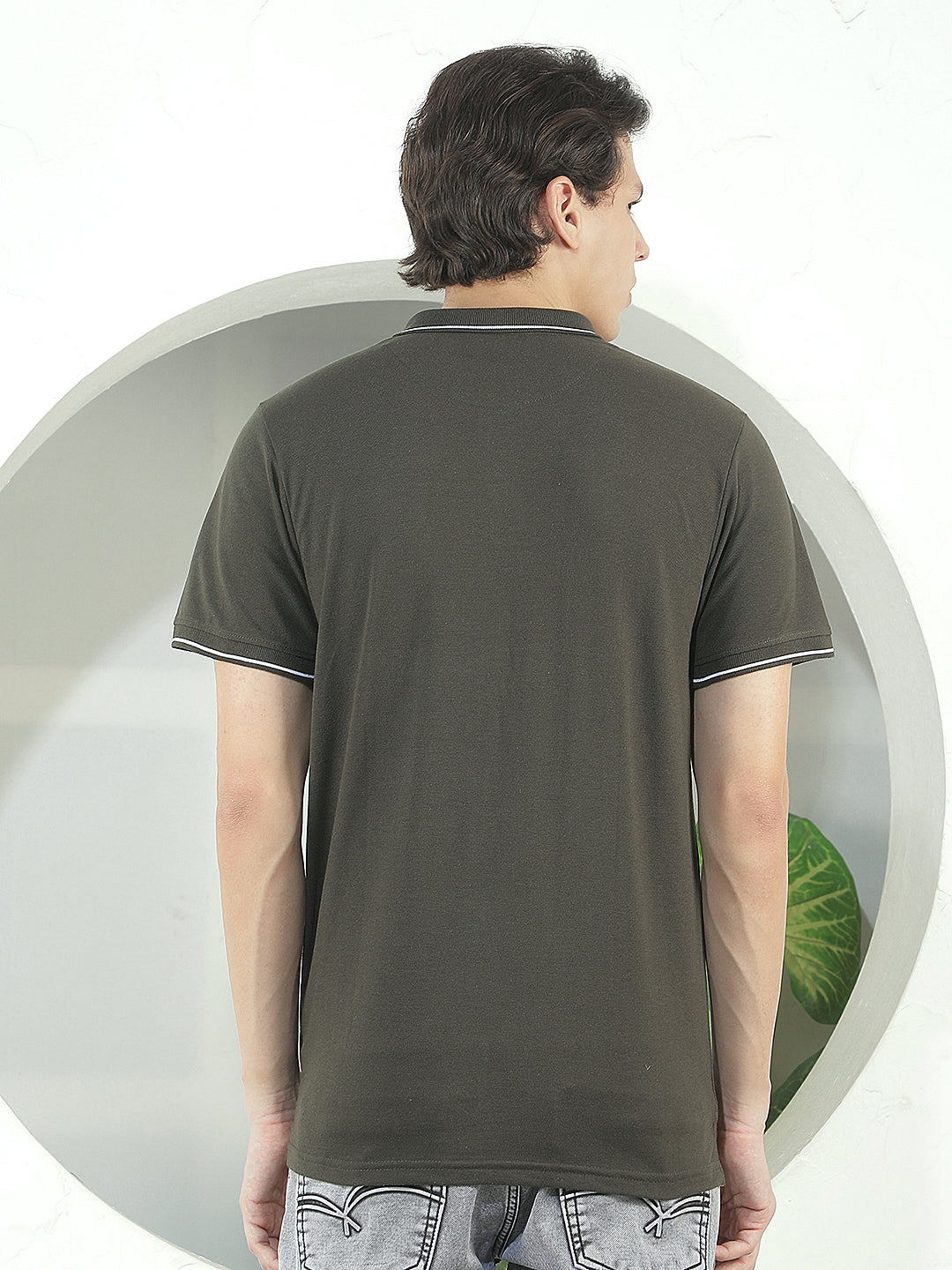bottle green color-block polo t-shirt