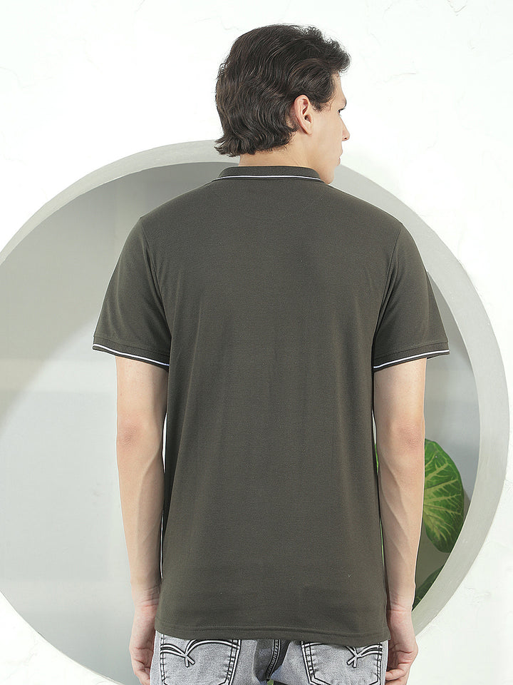 bottle green color-block polo t-shirt