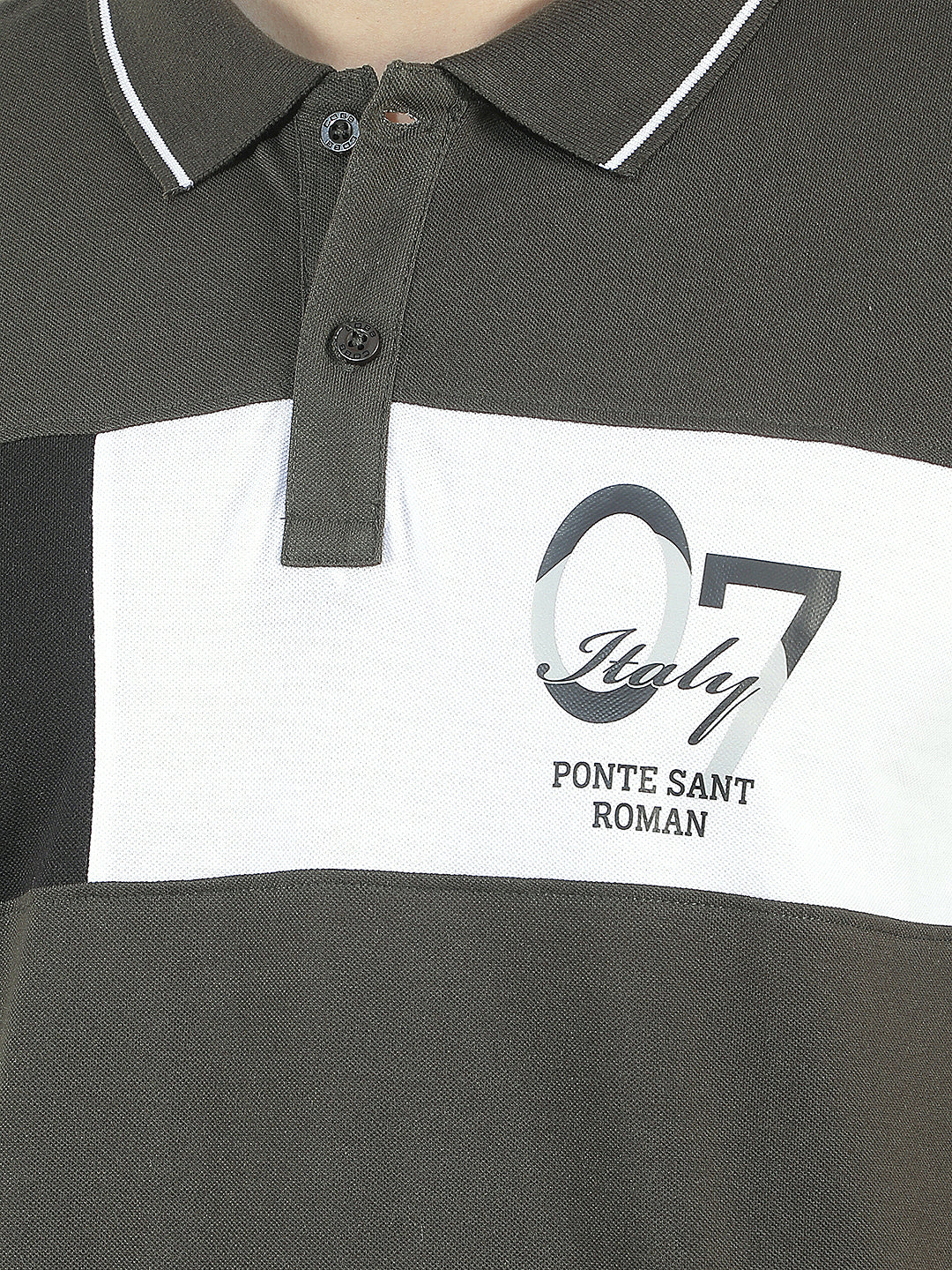 bottle green color-block polo t-shirt