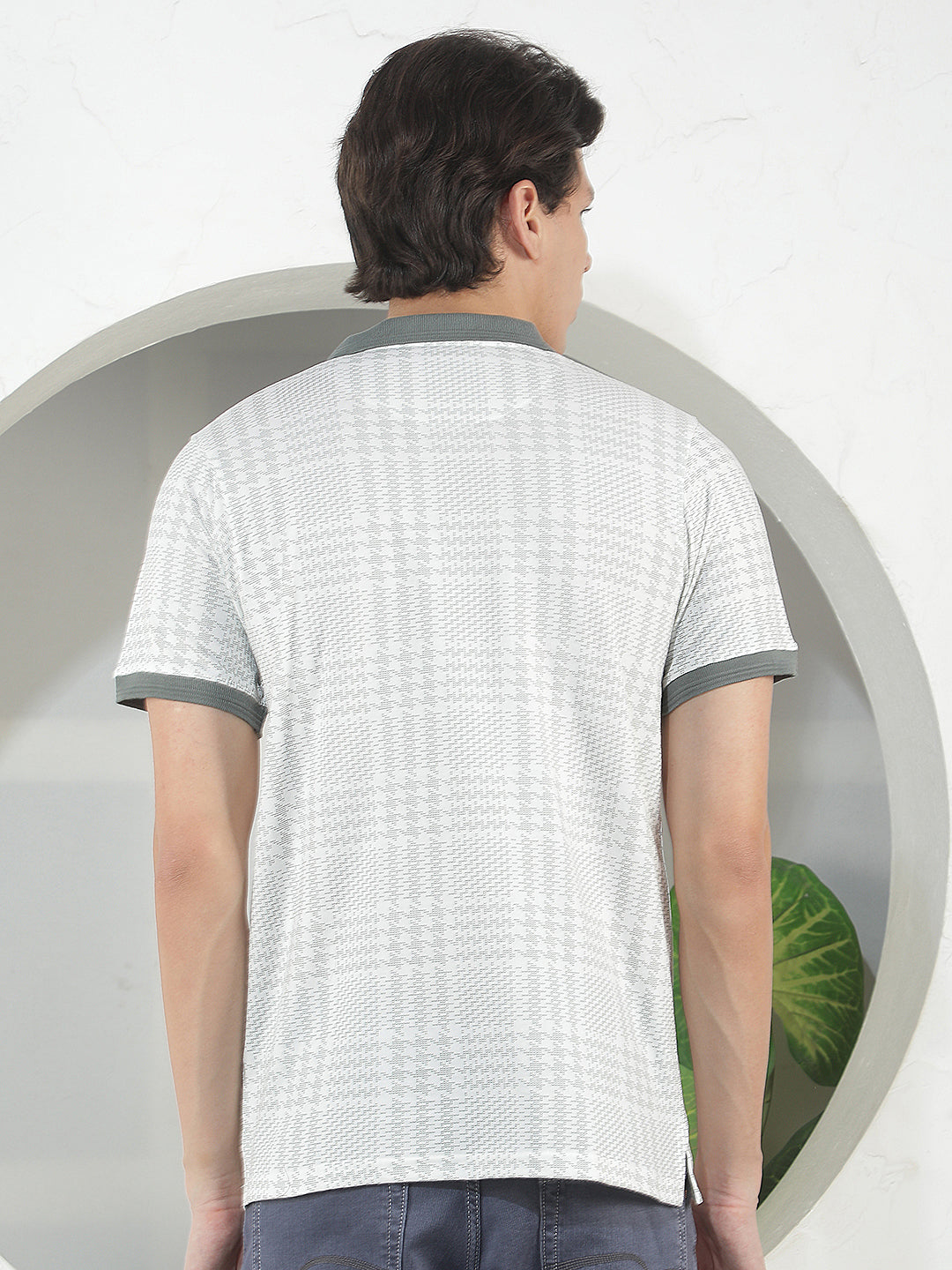 white printed polo t-shirt