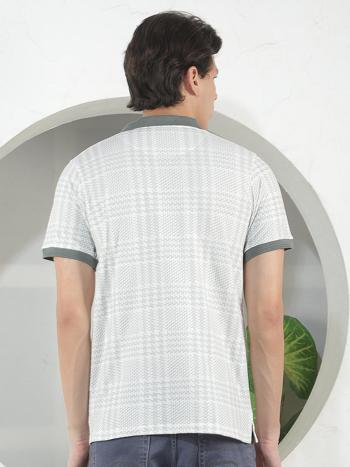 white printed polo t-shirt