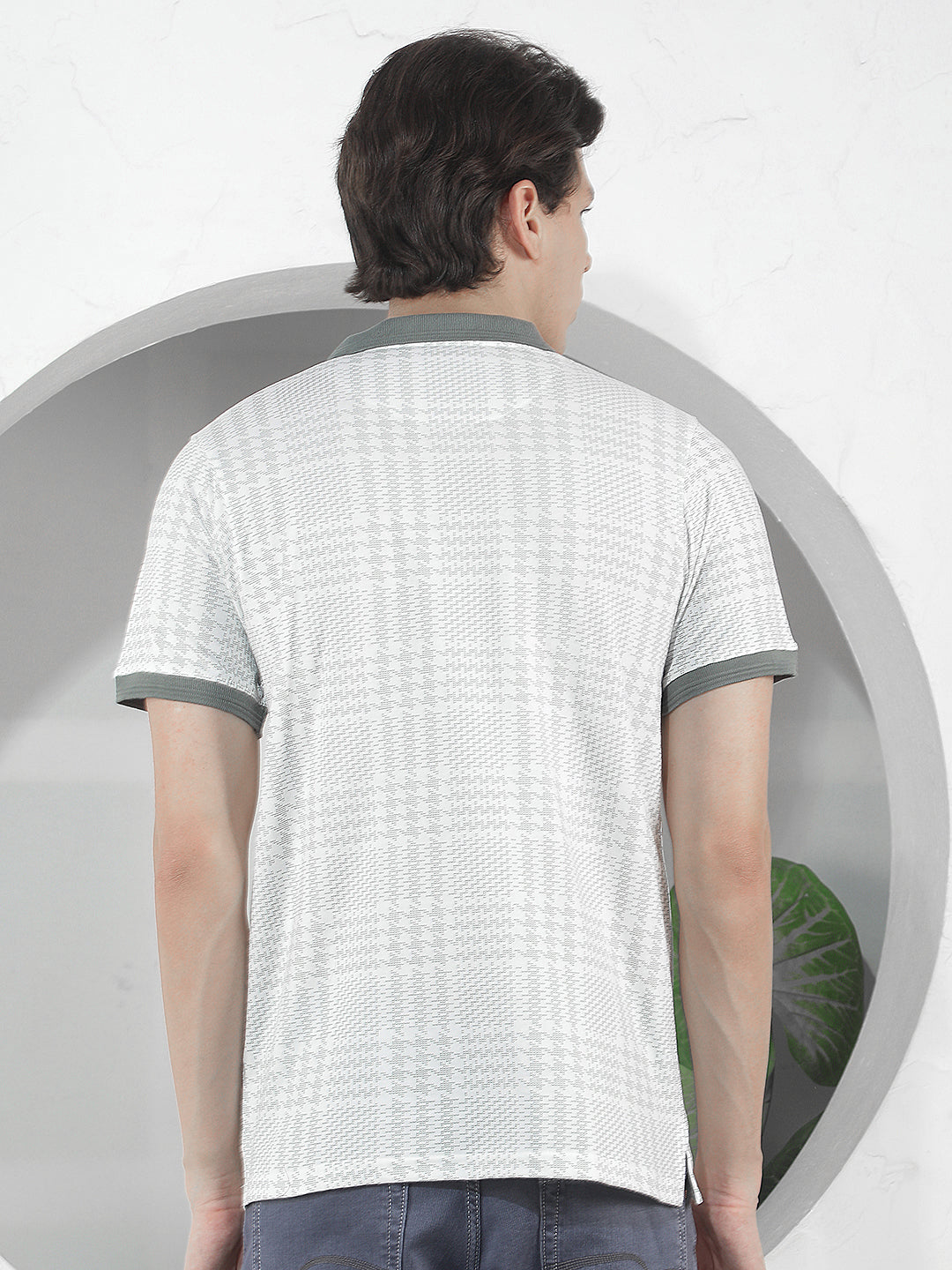 WHITE PRINTED POLO T-SHIRT