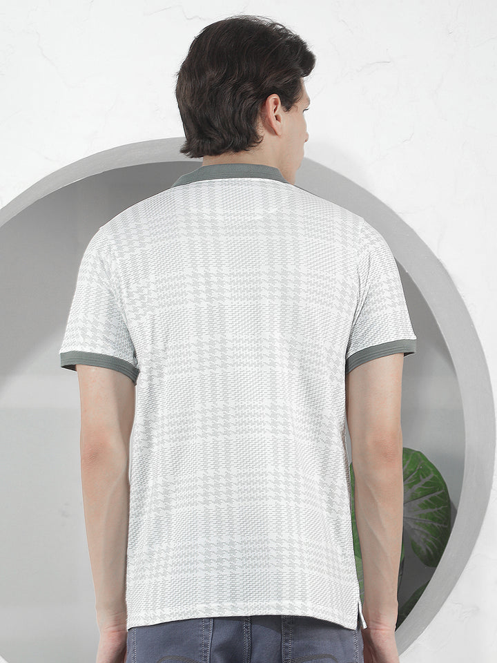 WHITE PRINTED POLO T-SHIRT