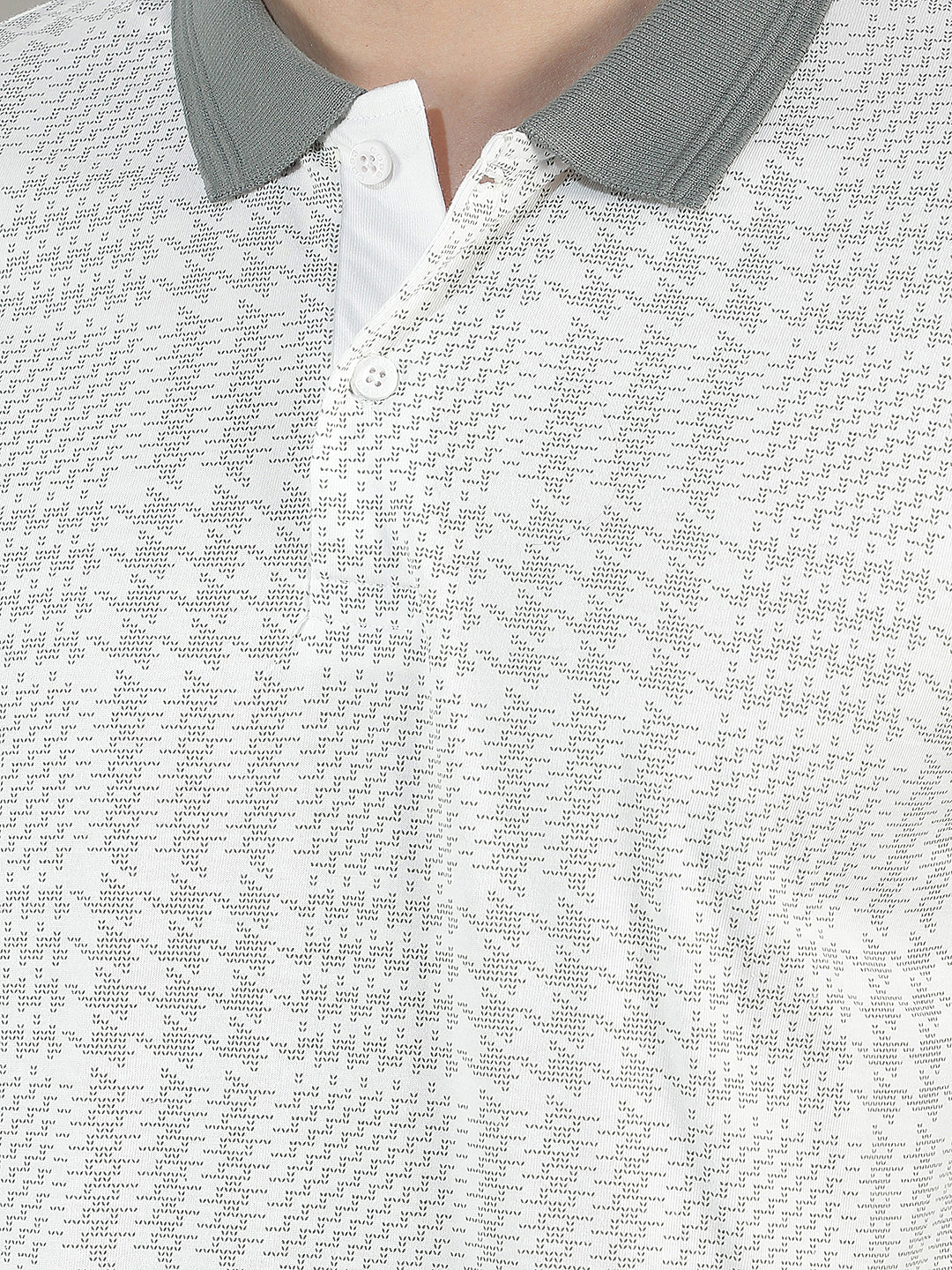 white printed polo t-shirt