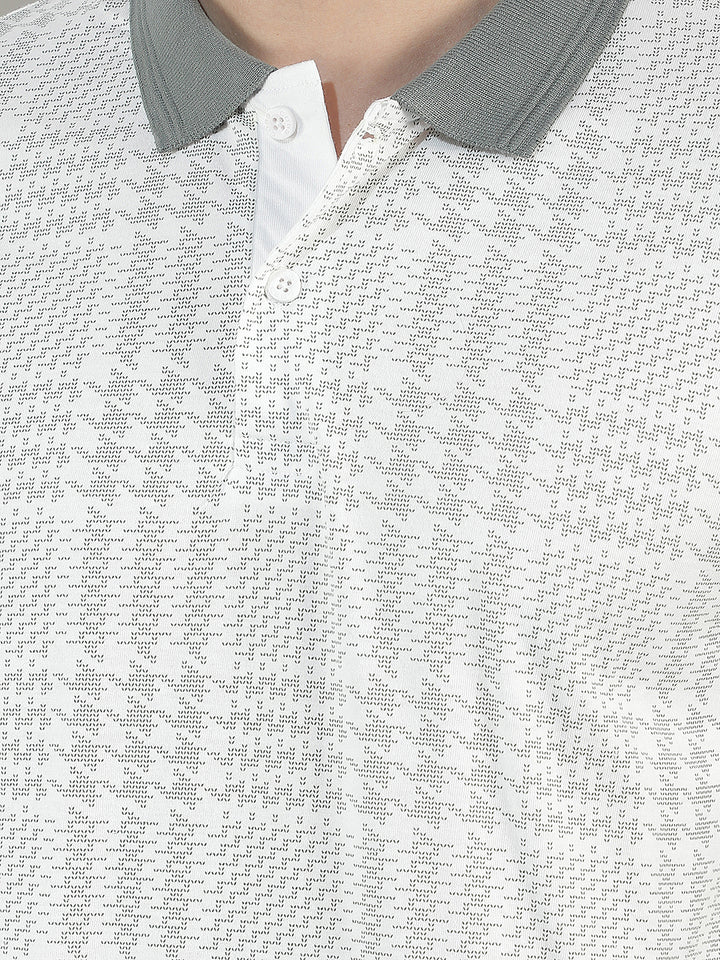 white printed polo t-shirt