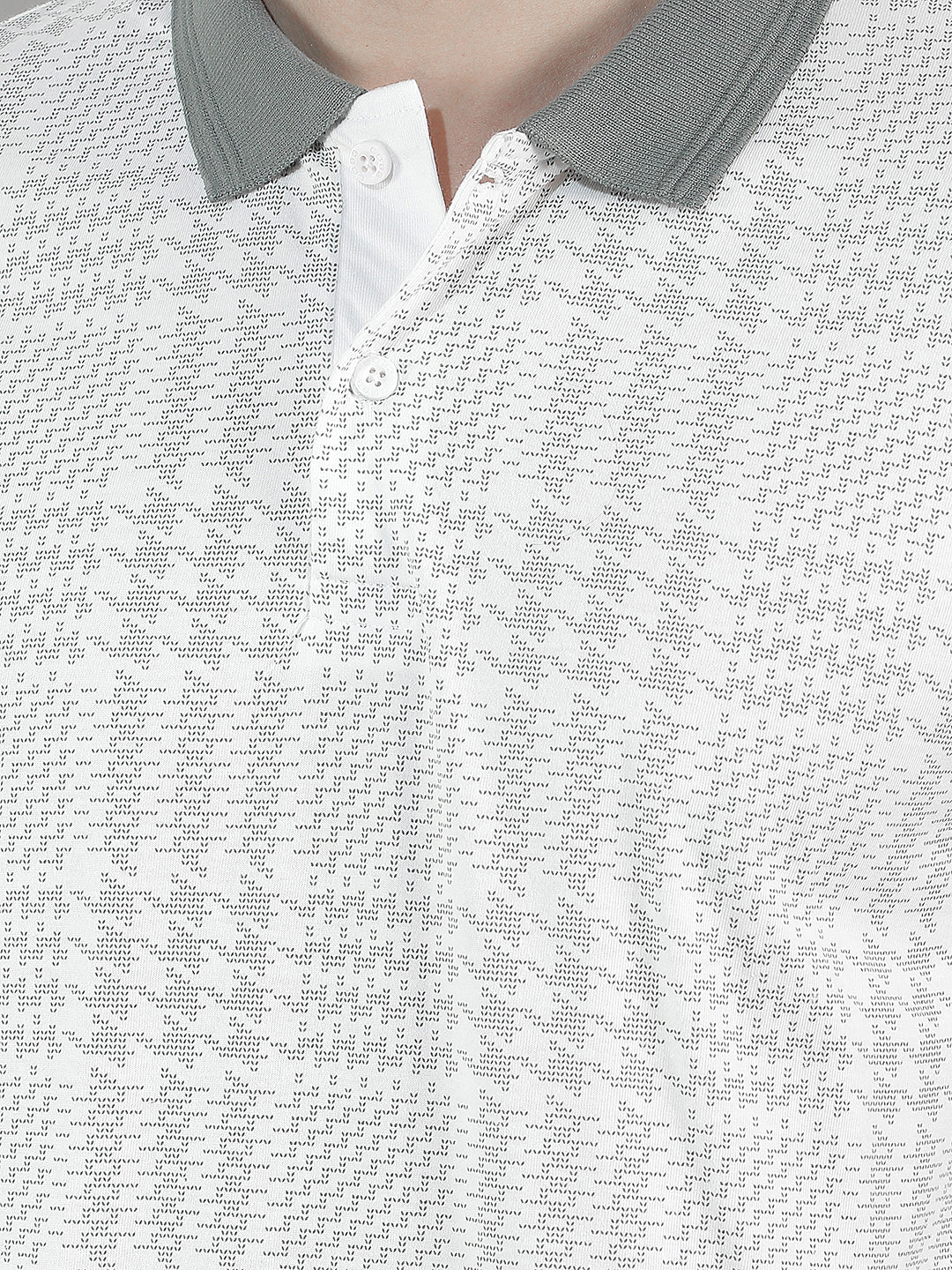 WHITE PRINTED POLO T-SHIRT