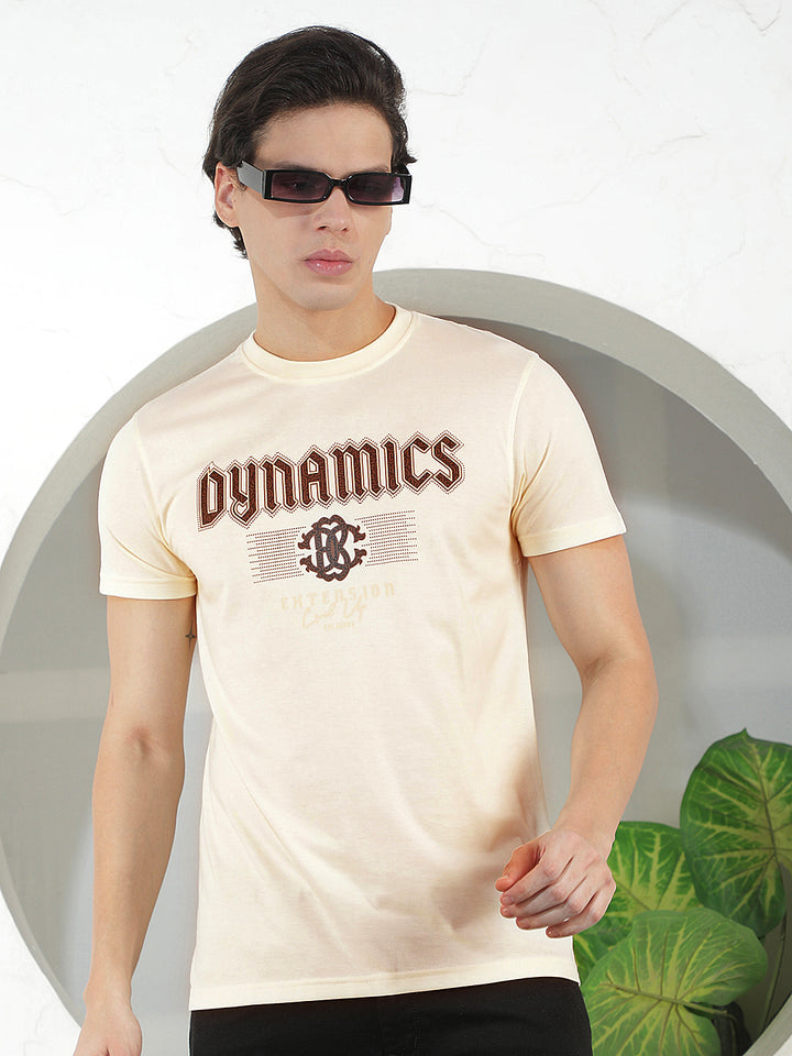 CREAM PRINTED ROUND TEES