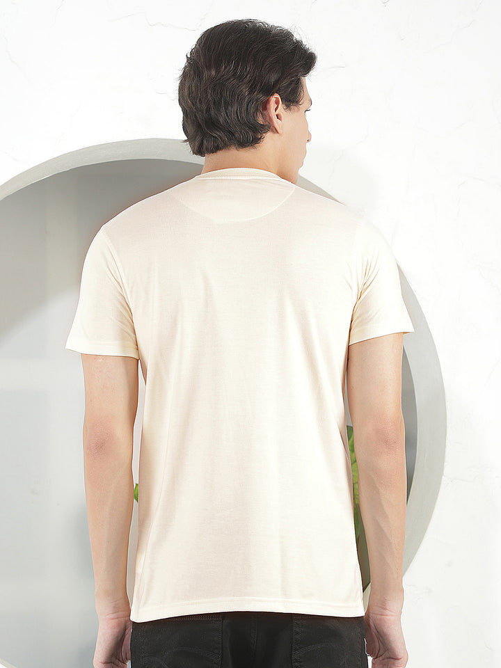 cream printed round tees