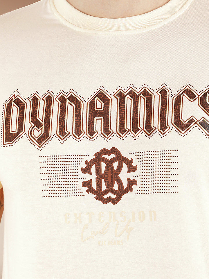 cream printed round tees