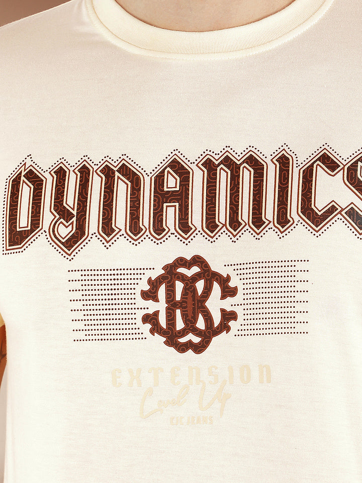 CREAM PRINTED ROUND TEES