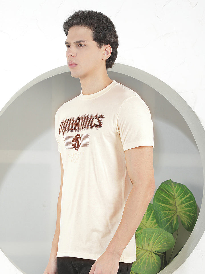 CREAM PRINTED ROUND TEES