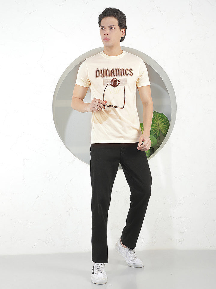 CREAM PRINTED ROUND TEES