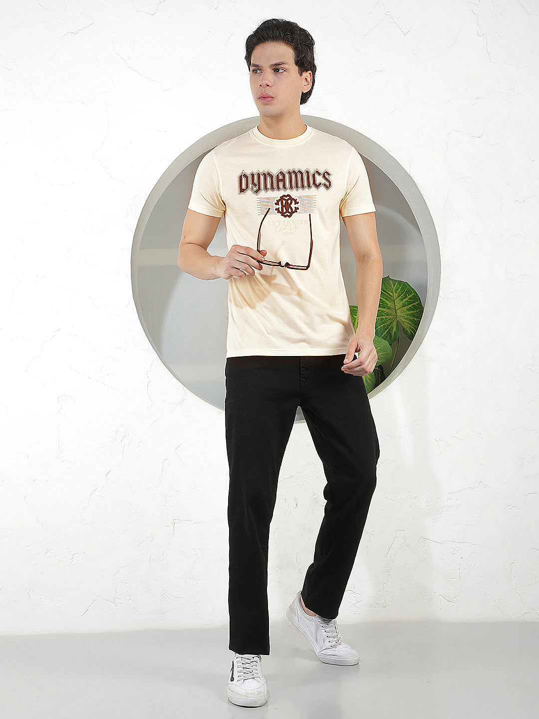 CREAM PRINTED ROUND TEES
