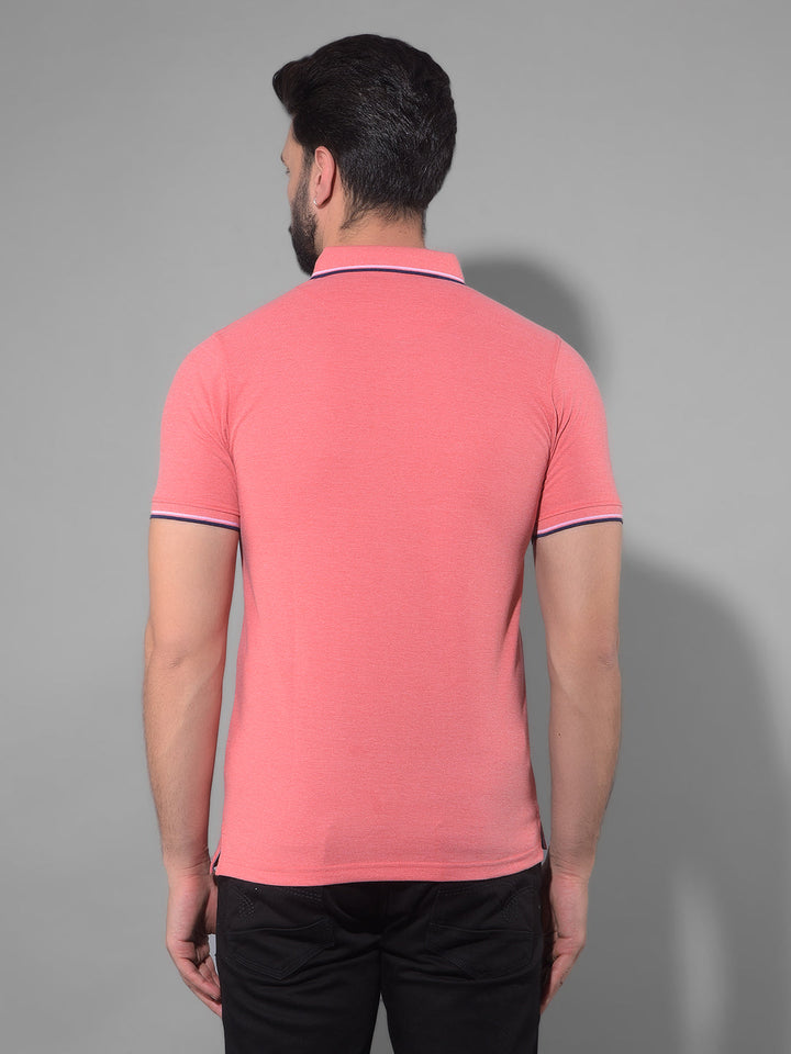 cobb solid coral polo neck t-shirt