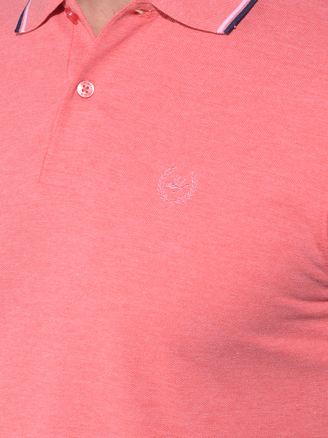 cobb solid coral polo neck t-shirt