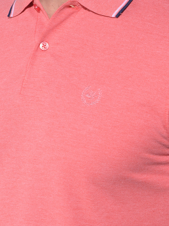 cobb solid coral polo neck t-shirt