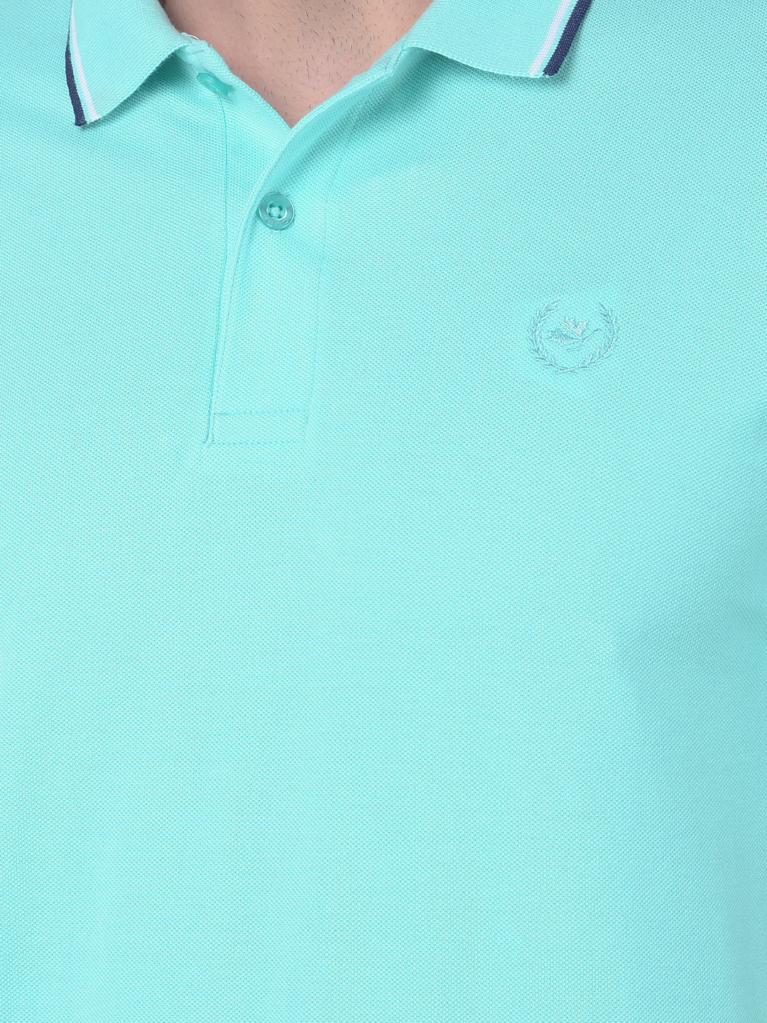 COBB SOLID TURQUOISE BLUE POLO NECK T-SHIRT
