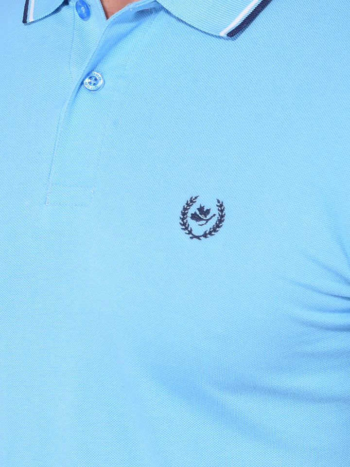 COBB SOLID SKY BLUE POLO NECK T-SHIRT