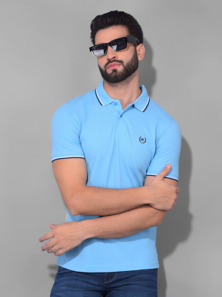 COBB SOLID SKY BLUE POLO NECK T-SHIRT