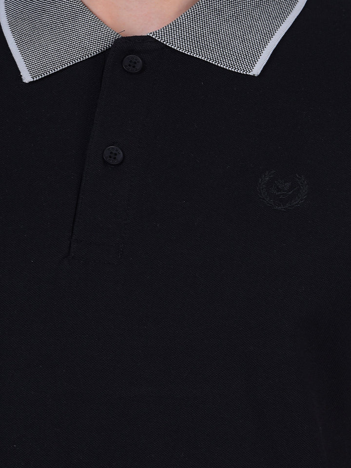 cobb solid black polo neck t-shirt