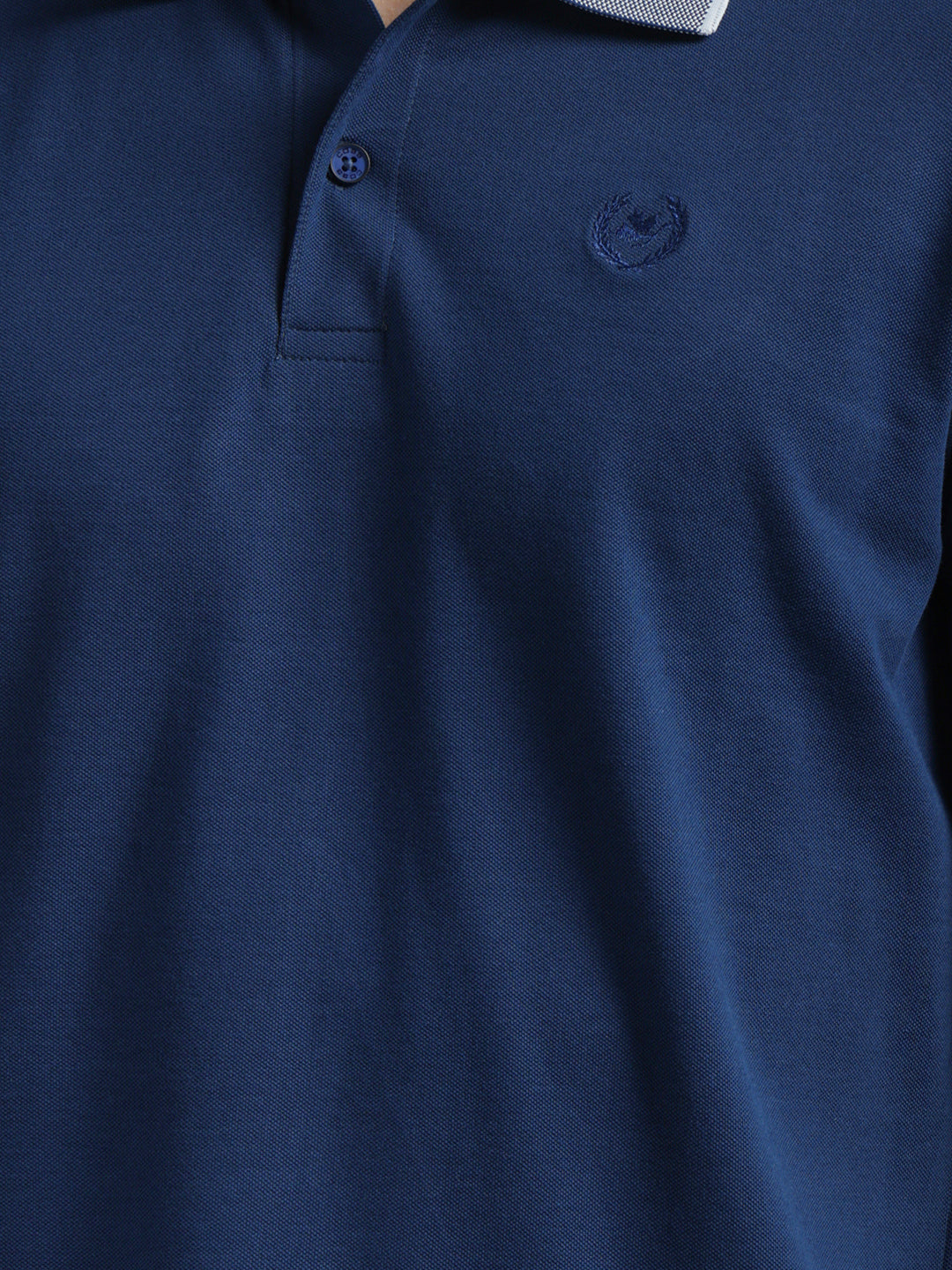 cobb solid denim blue polo neck t-shirt