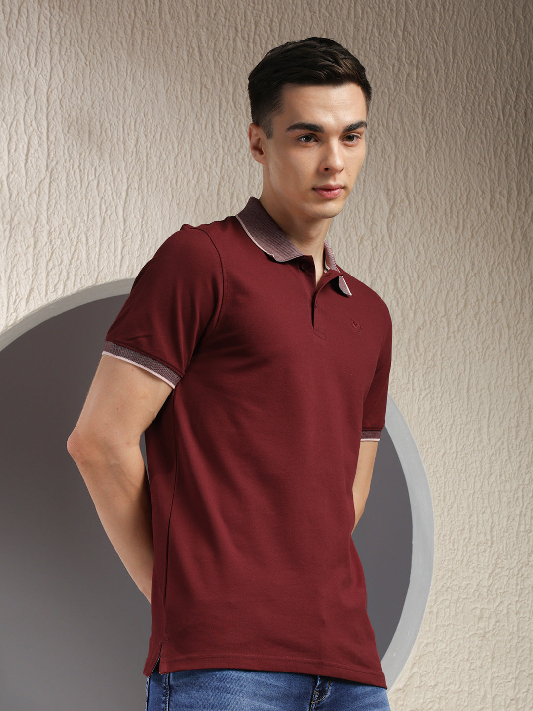 COBB SOLID MAROON POLO NECK T-SHIRT